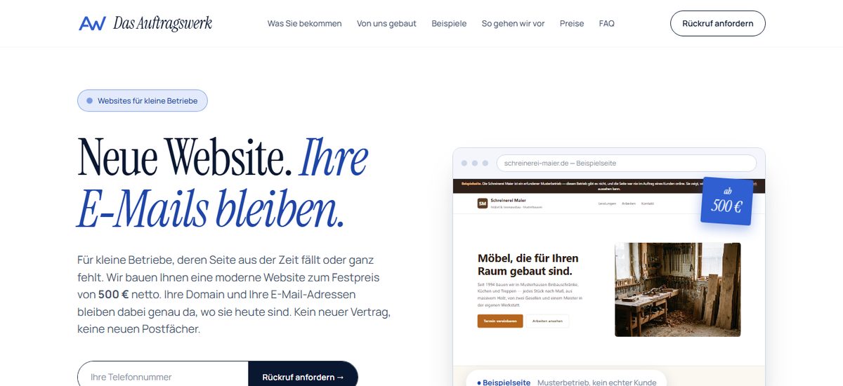 Das Auftragswerk – Screenshot